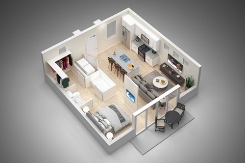 Floor plan for studio, 1 bath, 568 sqft